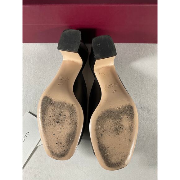 Gucci Lady Horsebit Black Leather Sandals Size 7 - Picture 5 of 5